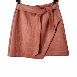 Loft Rose Faux Suede Wrap Skirt Tie Waist